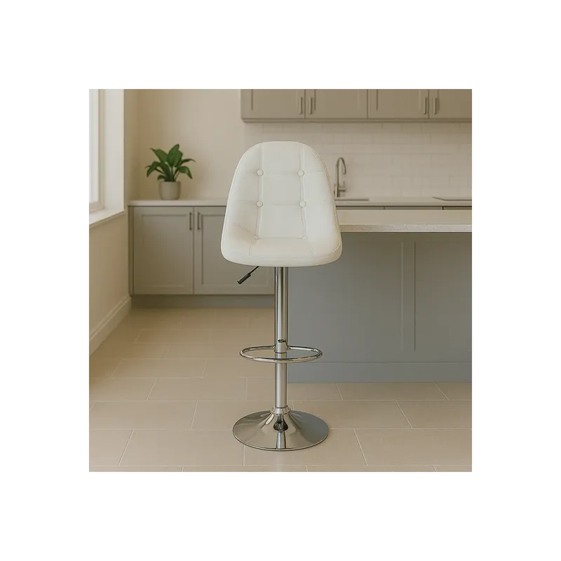 Sgabello in ecopelle regolabile in altezza 116 cm bianco - FLYNN Aanbieding