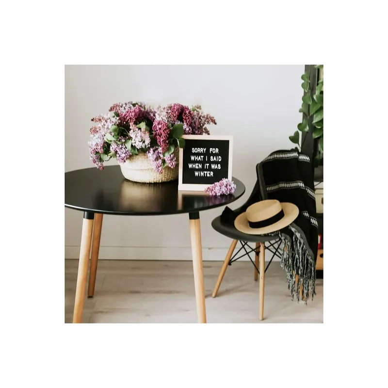 Weekendaanbieding Tavolino tondo 80cm nero con gambe in legno - Lione