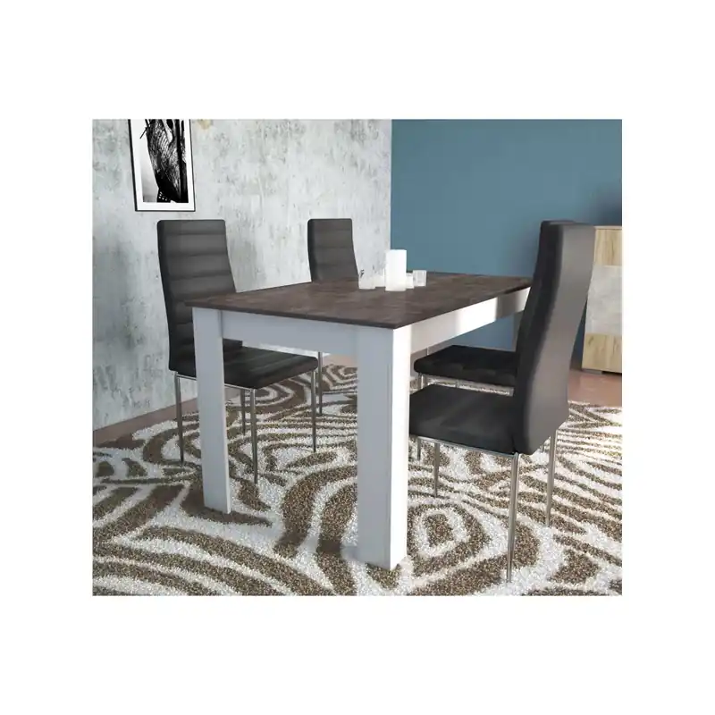Superprijs Tavolo da pranzo 140 cm bianco con top grigio scuro effetto cemento - Pepper