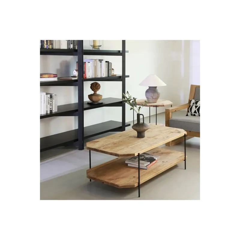 Beperkt Aanbod Tavolino basso 120x61x41cm in legno di pino riciclato - ARNOLD