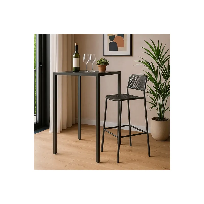 Laatste Kans Tavolo alto snack autolivellante in metallo 80x80x110 cm - Antracite