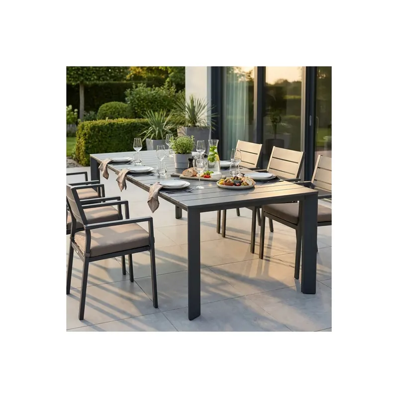 Tavolo allungabile da esterno antracite in alluminio 165/215x85 - Sacramento Merkproduct