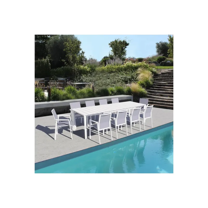 Gecertificeerd Tavolo allungabile in alluminio bianco fino a 280 cm - 215/280x100cm - SACRAMENTO