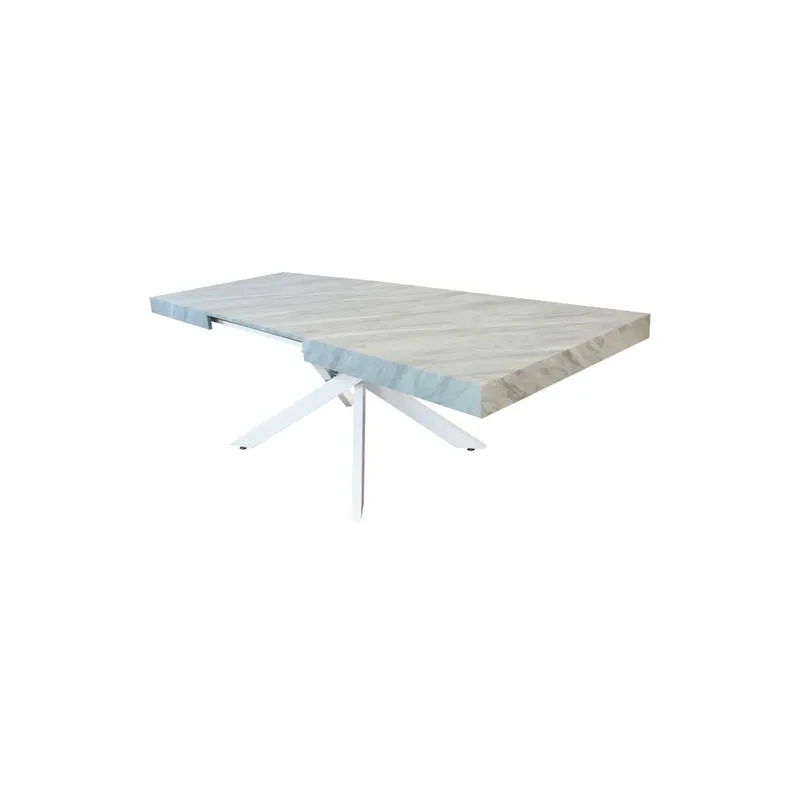 TAVOLO ALLUNGABILE DARREN GRIGIO EFFETTO PIETRA STRUTTURA BIANCA 160/240 X 90 Direct Beschikbaar