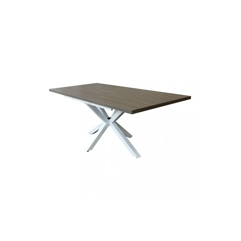 Beperkte Voorraad TAVOLO ALLUNGABILE GARFIELD GRIGIO EFFETTO CEMENTO STRUTTURA BIANCA 160/200 X 90