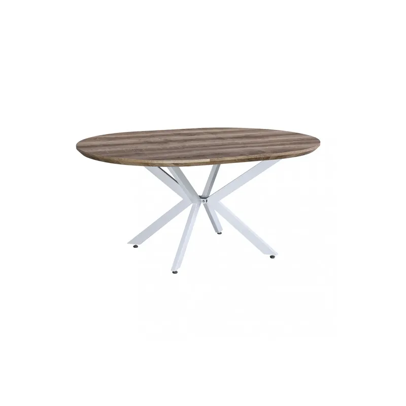TAVOLO ROTONDO ALLUNGABILE GARRY NATURALE NODATO STRUTTURA BIANCA 120/160 X 120 Nu Kopen