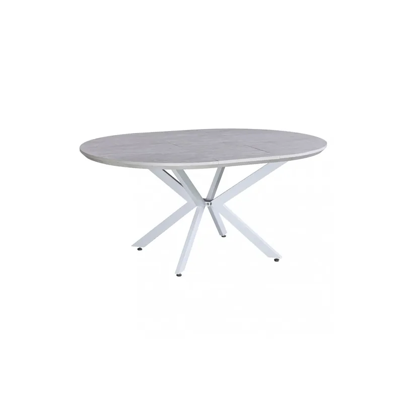 TAVOLO ROTONDO ALLUNGABILE GARRY BIANCO EFFETTO LEGNO STRUTTURA BIANCA 120/160 X 120 Koopje