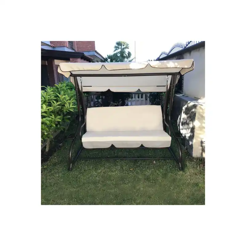 Dondolo letto da giardino 3 posti recrinabile 202x114cm Beige Jim Koopje