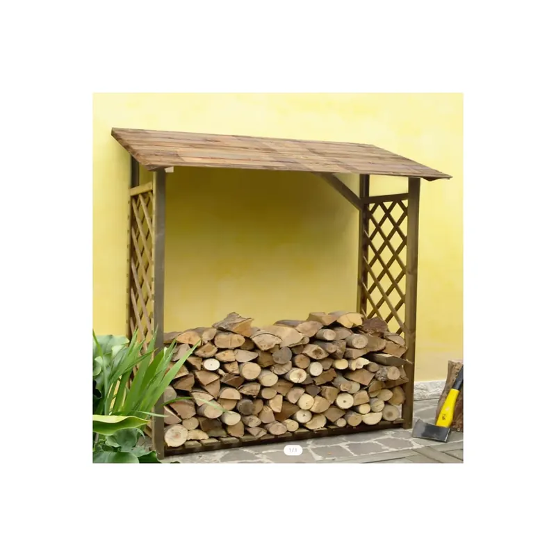 Legnaia in Legno 180x66x152/177 cm - Protezione e Ordine per la Tua Legna Must-Have