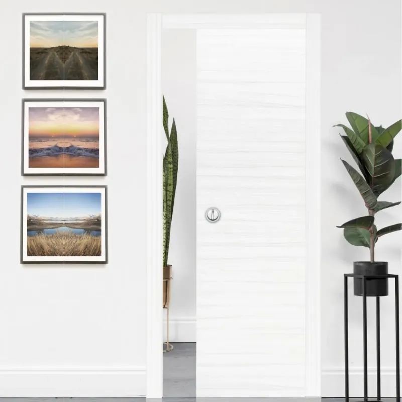 Aanbieding Porta scorrevole Scrigno Venato bianco intonaco 125mm Comfort Prima