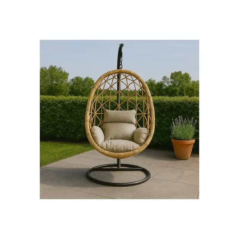 Aanbieding Poltrona sospesa a dondolo in wicker marrone - CAPRAIA