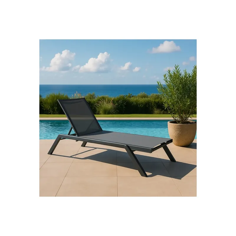 Merkproduct Lettino prendisole impilabile 198x72 cm antracite - NOTTINGHAM