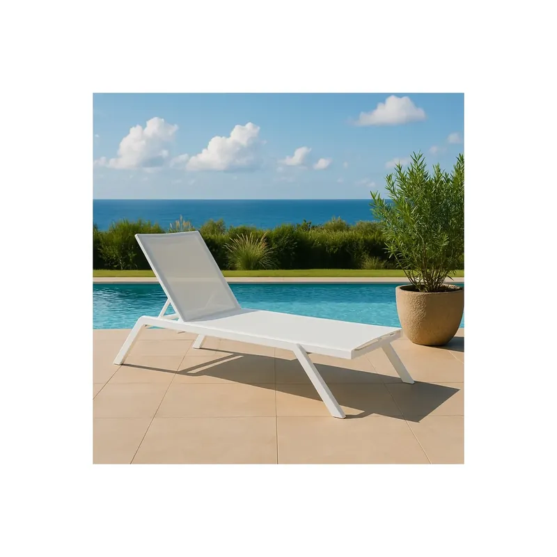 Lettino prendisole impilabile 198x72 cm bianco - NOTTINGHAM Veilige Betaling