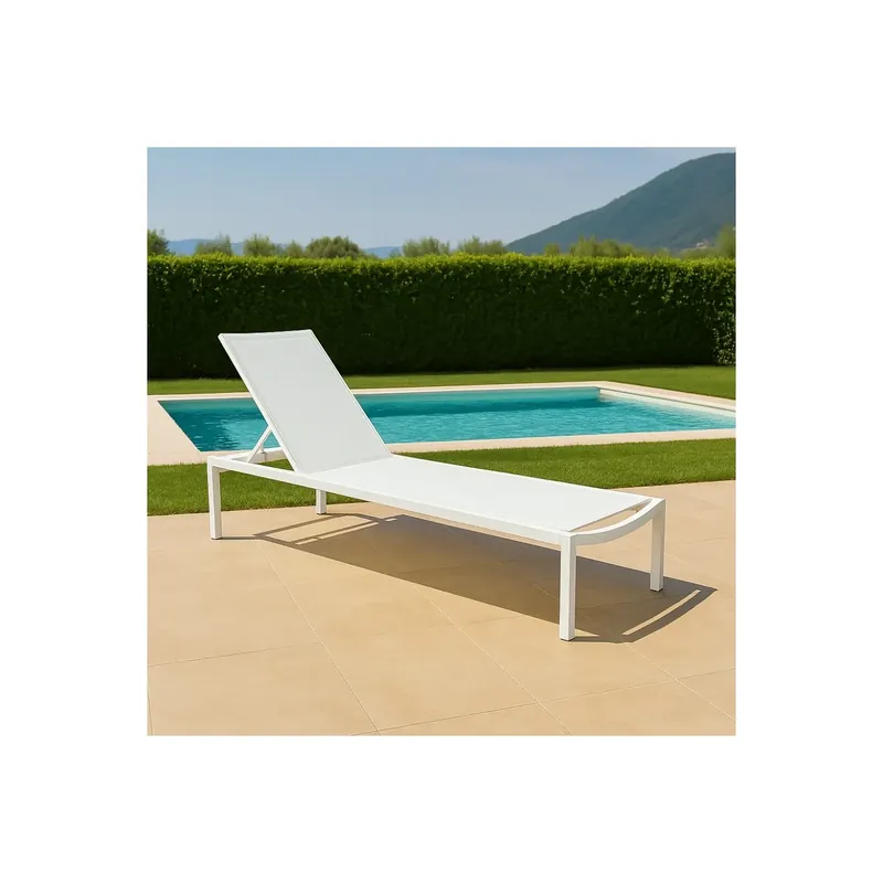 Lettino prendisole impilabile con ruote 200x75cm bianco - BELFAST Gecertificeerd