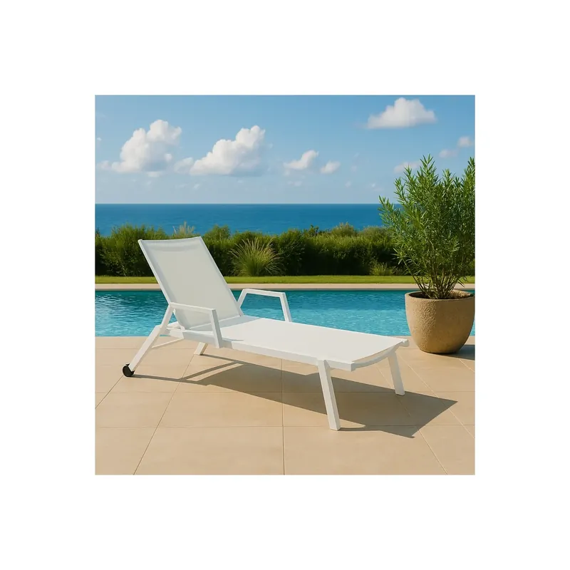 Dagaanbieding Lettino prendisole impilabile 195x72x55cm con ruote BIANCO - BARINAS