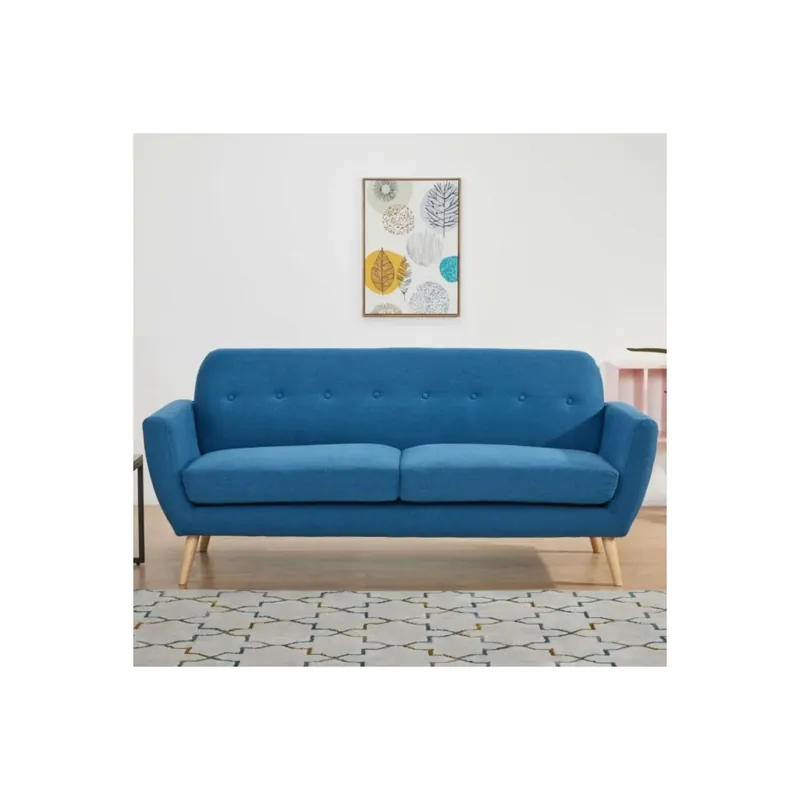 Beperkt Aanbod Divano 3 posti in tessuto blu 193x79cm - BURTON