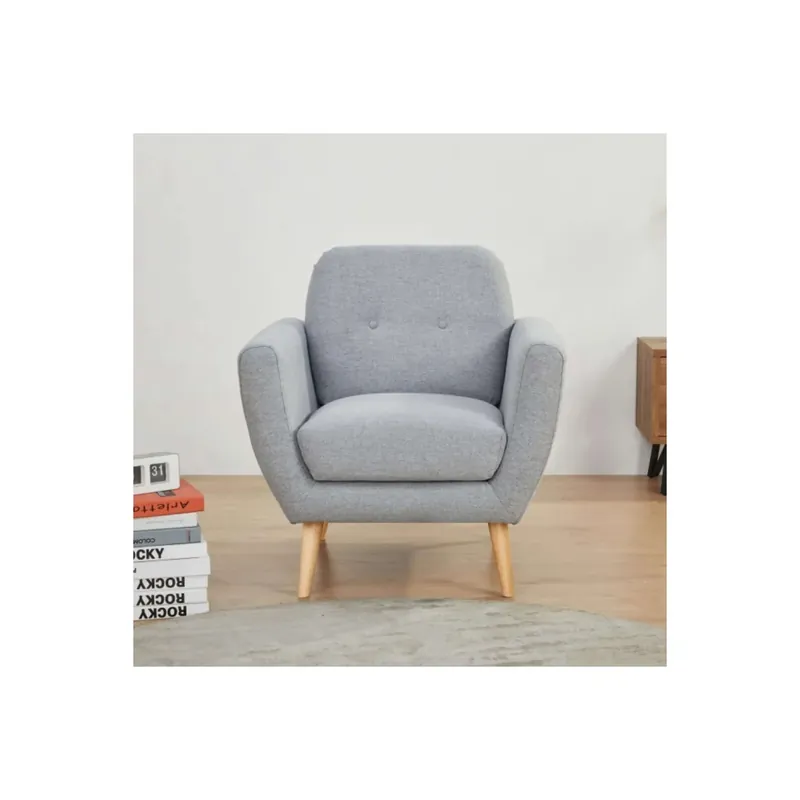 Poltrona in tessuto grigio chiaro 84x79x86 h - BURTON Veilige Betaling