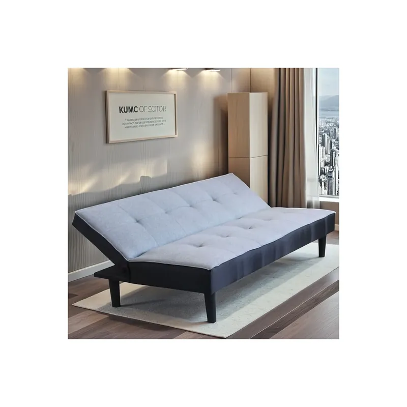 Divano letto 3 posti con schienale reclinabile in tessuto grigio melange - ALVIN Aanbieding