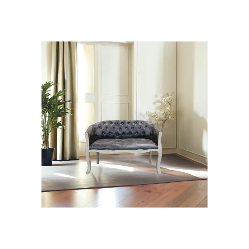 Divano 2 posti stile classico in ecopelle grigio vintage - COLEMAN Snelle Levering