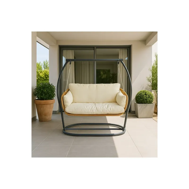 Poltrona sospesa a dondolo 2 posti in wicker BEIGE - GLASGOW Favoriet