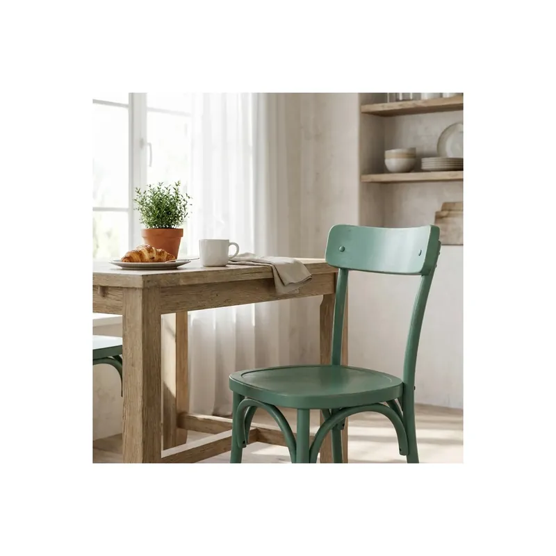 Sedia in legno di olmo con finitura anticata verde - Polly Nieuw