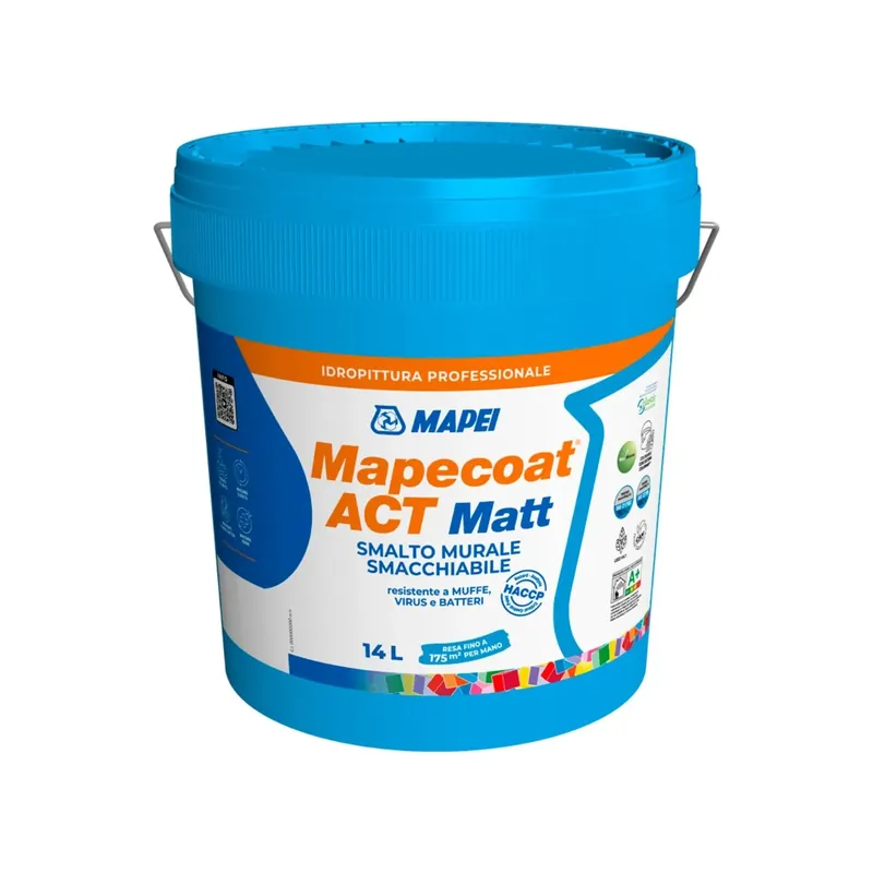 Gratis Retour Pittura per interni antimuffa e batteri COLORATA Mapecoat ACT MATT Mapei