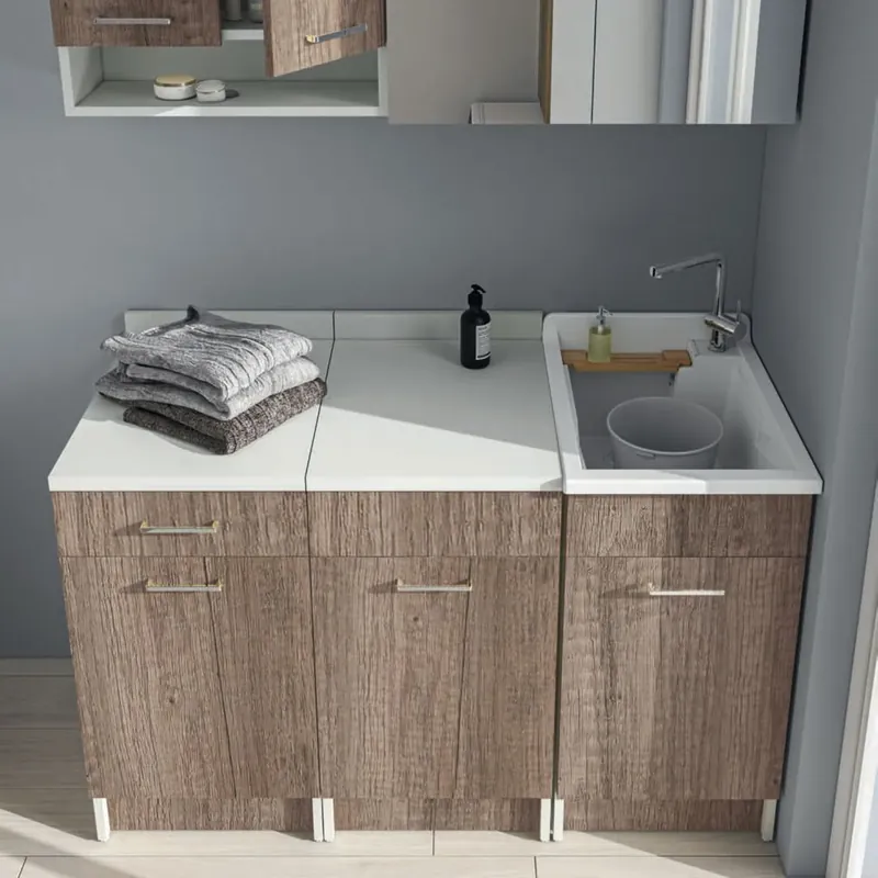 Mobile con lavatoio 45x60x86h cm Swash Colavene Rovere primitivo apertura verso sinistra Lage Kosten