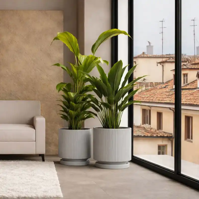 Vaso da giardino Grigio Perla Monacis Vertigo in polietilene Seizoensaanbieding