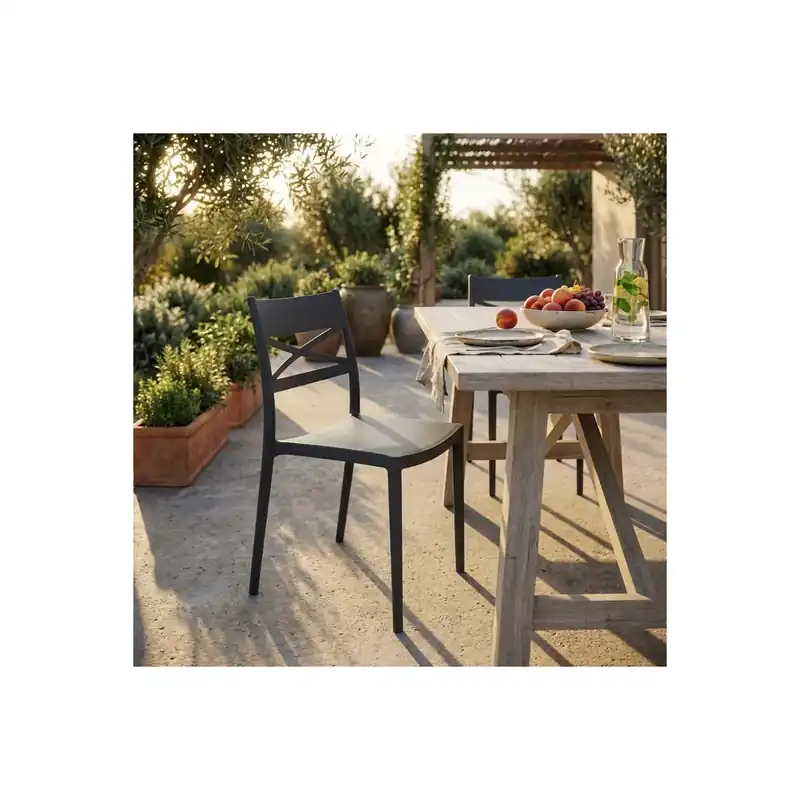 Sedia impilabile in polipropilene grigia da giardino - DARLEEN Shop Nu