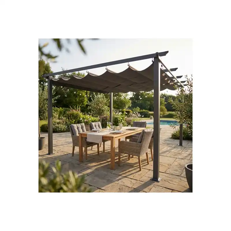 Gazebo 4x4 metri antracite con telo grigio - Astoria Rechtstreeks Van De Fabrikant