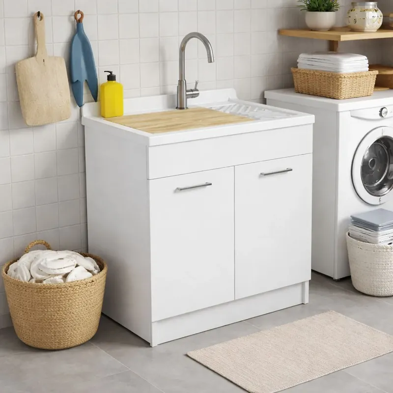 Dagaanbieding Lavatoio 75x50x86h cm Lindo Colavene Bianco SENZA CESTO PORTABIANCHERIA