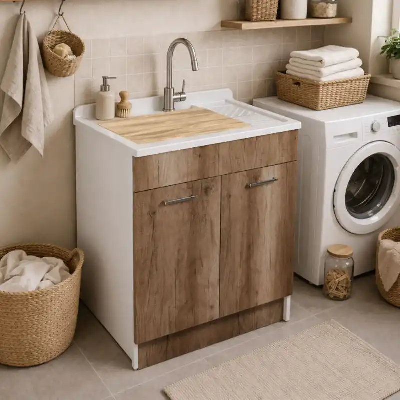Direct Beschikbaar Lavatoio 75x50x86h cm Lindo Colavene Rovere Primitivo SENZA CESTO PORTABIANCHERIA