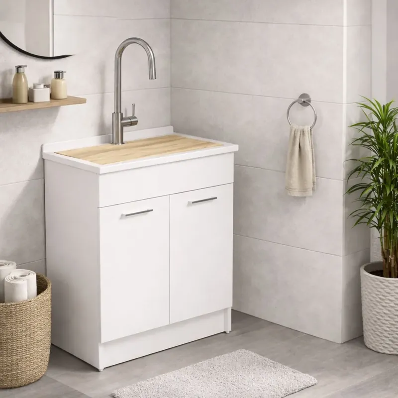 Flitsaanbieding Lavatoio bianco 75x50x86h cm Lindo Max Colavene SENZA CESTO PORTABIANCHERIA