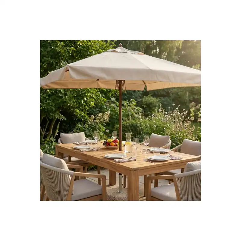 Koop Online Ombrellone palo centrale 3x3 mt Beige - Venere De lux
