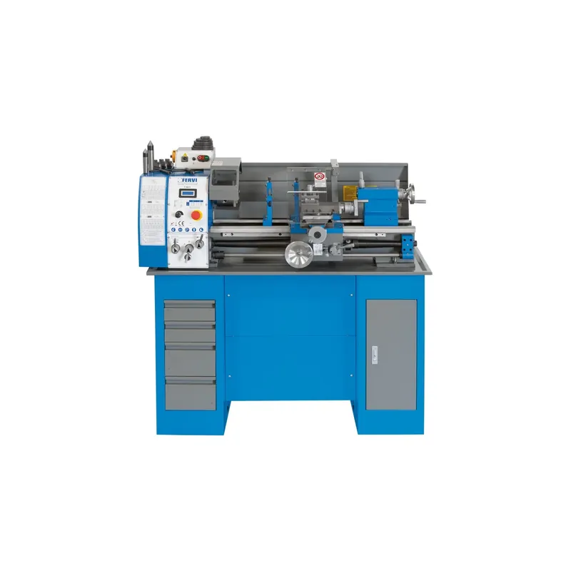 Tornio parallelo con inverter FERVI T700V con diametro banco 260 mm, diametro max sul carro 180 mm e distanza punte 700 mm Meest Verkocht