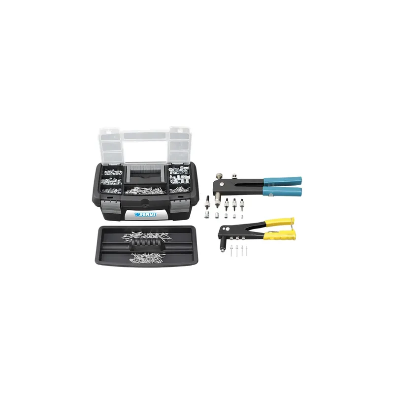 Veilige Betaling FERVI Set 2 Rivettatrici con 370 Rivetti in Valigetta - S018