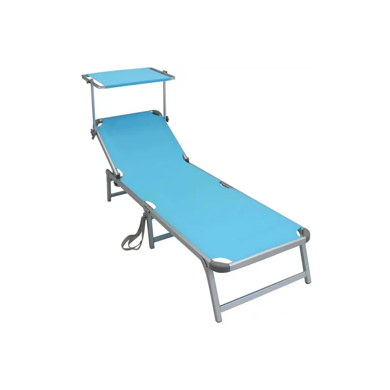 Brandina da spiaggia riccione in alluminio con tessuto textilene azzurro 188x59x30 cm Gecertificeerd