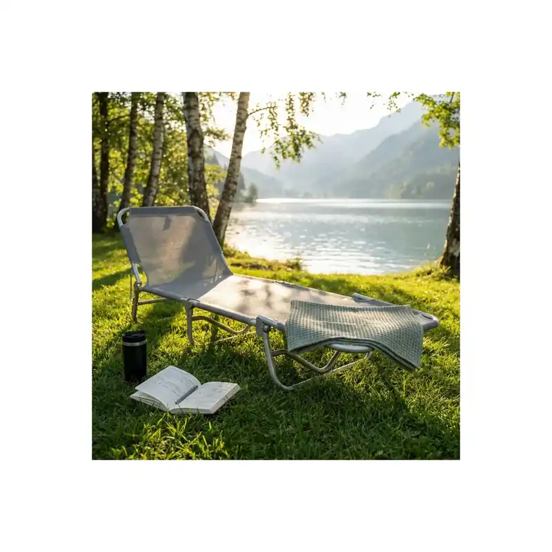 Brandina da spiaggia sofia in alluminio con tessuto textilene verde 190x58x25 cm Dagaanbieding