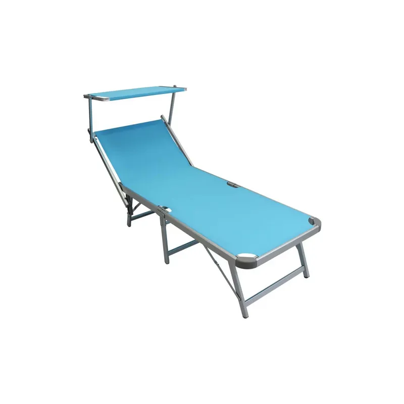 Alleen Vandaag Lettino da spiaggia capri pieghevole in alluminio anodizzato con tessuto textilene azzurro 180,5x71,5x40 cm