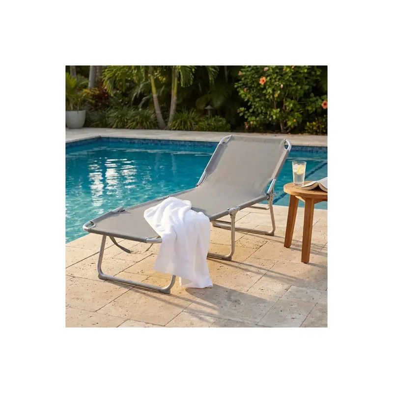 Direct Beschikbaar Brandina da spiaggia trieste alta con tettuccio in alluminio anodizzato con tessuto textilene verde 190x58x40 cm
