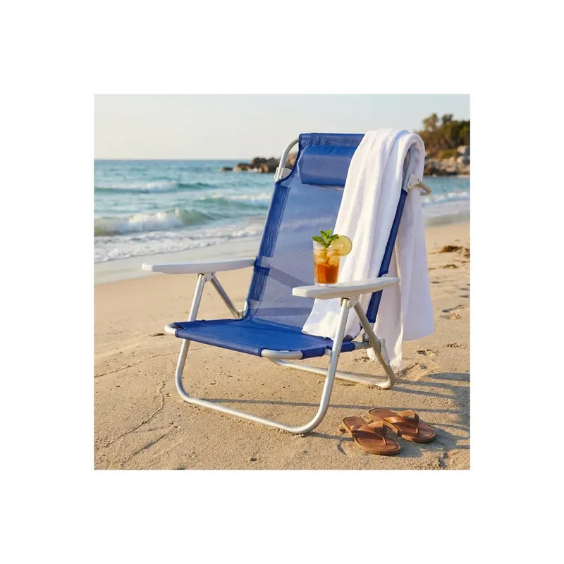 Gecertificeerd Spiaggina joy regolabile con braccioli in alluminio con tessuto textilene blu 53x62x77 cm