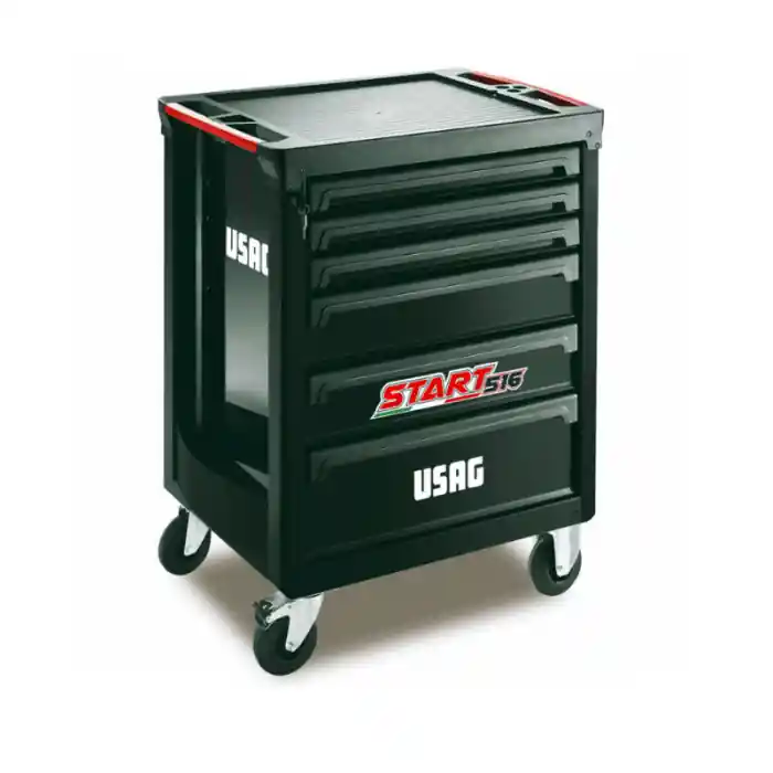 Carrello porta utensili Usag START 516 ST6NV 6 cassetti (vuoto) U05160116 r r r Piano di lavoro in ABS ad alta resistenza con bordo anticaduta da 15 mm r Doppia maniglia di trasporto per una maggior manovrabilità r Cassetti ad estrazione totale montati su guide telescopiche a sfera r Possibilità di inserire 3 moduli porta utensili per ogni cassetto r Maniglie per apertura cassetti in ABS ad alta resistenza r Tappetini interni in gomma antiolio r Chiusura di sicurezza a serratura centralizzata r Fornito con sistema porta flaconi posizionabile a destra o a sinistra (codice ricambio SER.SBR2) r Ruote in gomma antiolio (Ø 125 mm) due fisse e due pivottanti (una con freno) r Struttura e cassetti in lamiera d’acciaio con verniciatura epossidica, colore nero RAL 9005 r Fornito con ruote già assemblate alla struttura r Carico statico massimo 800 kg r Portata massima cassetti 40 kg r r r
Dimensioni interne cassetti r r r 3 cassetti 570x420x60 mm r 2 cassetti 570x420x130 mm r 1 cassetto 570x420x200 mm r Dimensioni carrello 779x515x972 r Peso kg 55 r r
", "sku" "09777514", "brand" { "@type" "Thing", "name" "USAG" }, "offers" { "@type" "Offer", "priceCurrency" "EUR", "price" "536.00", "itemCondition" "http //schema.org/NewCondition", "availability" "http //schema.org/InStock", "url" "https //www.toolshopitalia.it/shop/banchi-lavoro-e-carrelli-portautensili/carrello-porta-utensili-usag-start-516-st6nv-6-cassetti-vuoto-u05160116", "seller" { "@type" "Organization", "name" "ToolShop Italia - Ferramenta Online" } }
} Voordeelprijs