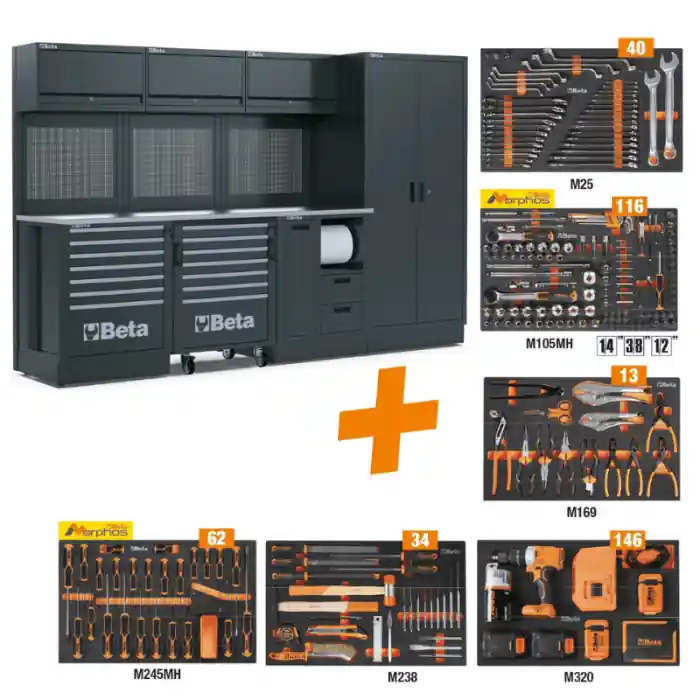 Arredo officina Beta RSC50 2.0 FX/411UT con assortimento 411 utensili - 050001097 Finale Uitverkoop