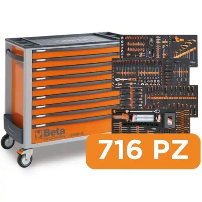 Alleen Vandaag Carrello porta utensili Beta Worker BW2400S XL9/E-XXL, 9 cassetti, 716 attrezzi