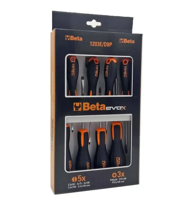 Serie 8 cacciaviti a taglio + croce Phillips BETA EVOX 1203E/DP8 Weekendaanbieding