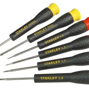 Koop Online Serie 6 cacciaviti di precisione Stanley STHT0-62631 r r r Set composto da 4 lame con intaglio mm. 1,0 - 1,2 - 1,5 - 1,8 2 lame Phillips Ph000 - Ph00 r Nuova impugnatura in materiale sintetico morbido per maggior controllo e comfort d‘uso. r Alloggiamento delle punte all‘interno dell‘impugnatura. r Norme NF-E 74352, Iso 2380-1, Din 5263, NF-E 74355, Iso 8764, Din 5260 r r
", "sku" "09730861", "brand" { "@type" "Thing", "name" "STANLEY" }, "offers" { "@type" "Offer", "priceCurrency" "EUR", "price" "23.40", "itemCondition" "http //schema.org/NewCondition", "availability" "http //schema.org/InStock", "url" "https //www.toolshopitalia.it/shop/cacciaviti/serie-6-cacciaviti-di-precisione-stanley-stht0-62631", "seller" { "@type" "Organization", "name" "ToolShop Italia - Ferramenta Online" } }
}