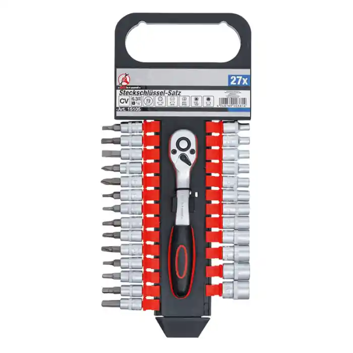 Assortimento 27 chiavi a bussola con inserti avvitare e cricchetto 1/4 BGS15105 Weekendaanbieding