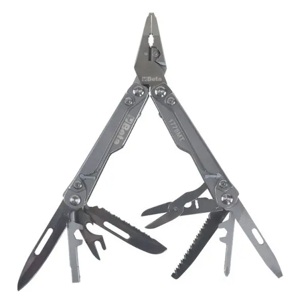 Nieuw Utensile multifunzione 22 funzioni di utilizzo BETA 1778MT r r r 9 utensili e 11 inserti in un unico coltellino multiuso per soddisfare 22 funzioni di utilizzo. r Il multitool Beta è ideale per tutte le attività outdoor e situazioni dove non è possibile portare il carico degli attrezzi. r Le quattro leve sui manici, tratto distintivo del nuovo multi-tool BETA, consentono l‘estrazione facilitata anche degli accessori più interni mentre i due pulsanti di blocco /sblocco garantiscono il massimo della sicurezza all‘utilizzatore. r r r
Caratteristiche r r
9 utensili r
• Pinza universale r
• Lama grande r
• Lama ondulata r
• Seghetto r
• Lima r
• Apriscatole /Apribottiglie r
• Forbici r
• Portainserti r
• Giravite per viti con impronta Phillips® r r
11 inserti per viti con impronta Phillips®, Torx®, Pozidriv®, esagonale e a intaglio per più esigenze di utilizzo. r r
22 funzioni r
• Area di presa r
• Area di serraggio r
• Area di taglio r
• Lama grande r
• Lama ondulata r
• Lama tagliacavi r
• Seghetto r
• Lima a taglienti obliqui incrociati r
• Lima a taglienti obliqui paralleli r
• Lima a taglienti paralleli r
• Apriscatole r
• Apribottiglie r
• Forbici r
• Giravite per viti con impronta Phillips® r
• Giravite per viti a testa con intaglio r
• Chiave esagonale da 7 mm r
• Chiave esagonale da 8 mm r
• Righello 100mm r
• Righello 4 pollici r
• Pinzetta r
• Pulsanti sblocco utensili r
• Portabussole r r
Il multi-tool Beta include anche una custodia in tessuto da cintura per portarlo sempre con sé. r
", "sku" "09799912", "brand" { "@type" "Thing", "name" "BETA UTENSILI" }, "offers" { "@type" "Offer", "priceCurrency" "EUR", "price" "81.55", "itemCondition" "http //schema.org/NewCondition", "availability" "http //schema.org/InStock", "url" "https //www.toolshopitalia.it/shop/pinze-tronchesi-strettoi/utensile-multifunzione-22-funzioni-di-utilizzo-beta-1778mt", "seller" { "@type" "Organization", "name" "ToolShop Italia - Ferramenta Online" } }
}