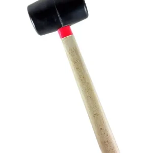 Mazza in gomma nera testa piana con manico legno - ø mm 50,0 Nu Kopen