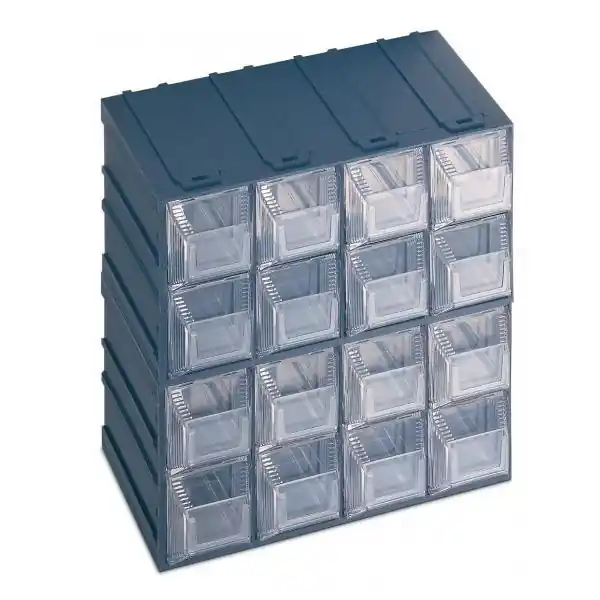 TERRY 1000015 - VISION 12 - cassettiera portaminuteria 16 cassetti r r r Cassettiera portaminuteria assemblabile ad incastro con 16 cassetti trasparenti dotati di porta etichetta frontale. r In resina termoplastica antiurto, dotata di fermi. r Ideale per ordinare viti, bulloni, tasselli, guarnizioni. r Sistema di assemblaggio orizzontale e verticale, colore grigio scuro, con cassetti trasparenti. r Dimensioni 20.8x13.2x20.8 cm. r Colore Grigio scuro /Trasparente r r
", "sku" "00114837", "brand" { "@type" "Thing", "name" "TERRY" }, "offers" { "@type" "Offer", "priceCurrency" "EUR", "price" "30.75", "itemCondition" "http //schema.org/NewCondition", "availability" "http //schema.org/InStock", "url" "https //www.toolshopitalia.it/shop/valigie-contenitori/terry-vision-12-cassettiera-portaminuteria-16-cassetti", "seller" { "@type" "Organization", "name" "ToolShop Italia - Ferramenta Online" } }
} Aanbieding